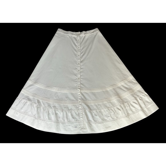 Ralph Lauren LRL  Skirt 14 A Line Off White Cotton Pintuck Cottagecore Prairie - Picture 3 of 11